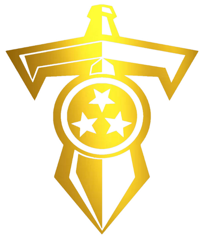Tennessee Titans GOLD CHROME MIRROR Sword Logo Premium DieCut Vinyl Decal PICK SIZE