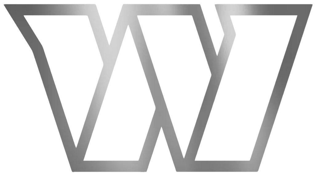 Washington Commanders SILVER CHROME MIRROR Team Logo Premium DieCut Vinyl Decal PICK SIZE