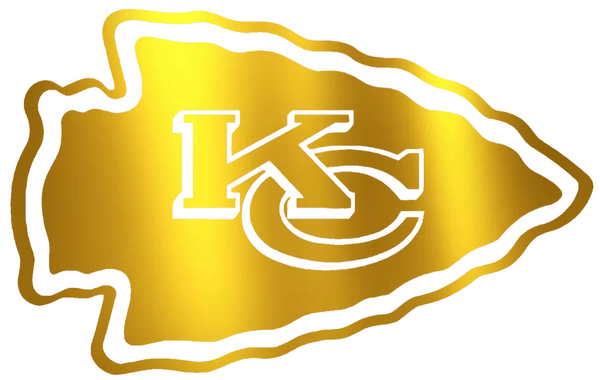 Kansas City Chiefs GOLD CHROME MIRROR Team Logo Premium DieCut Vinyl Decal PICK SIZE