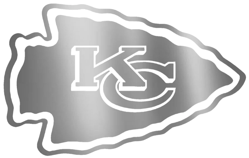 Kansas City Chiefs SILVER CHROME MIRROR Team Logo Premium DieCut Vinyl Decal PICK SIZE