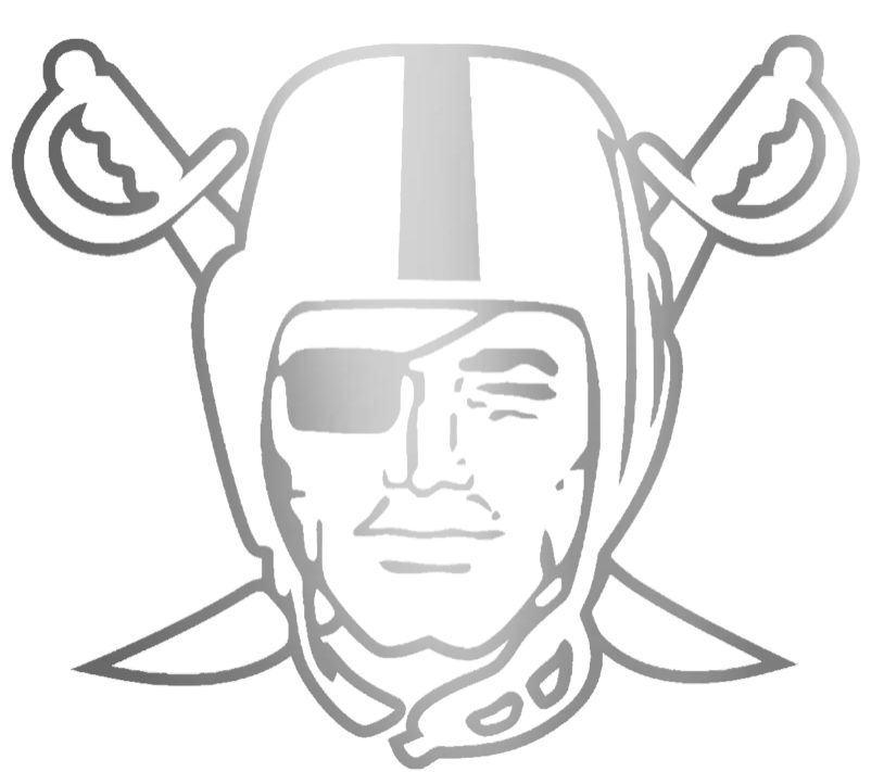 Las Vegas Raiders SILVER CHROME MIRROR Alternate Logo Premium DieCut Vinyl Decal PICK SIZE