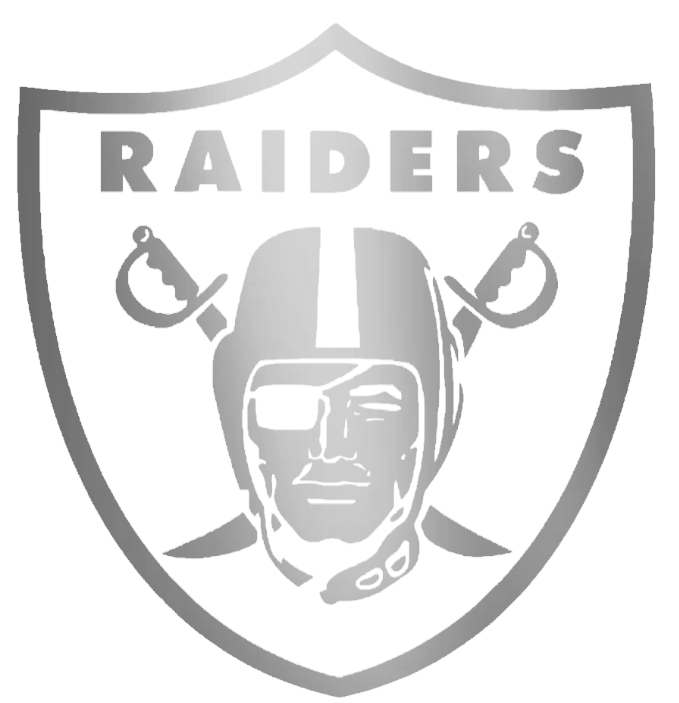 Oakland Raiders SILVER CHROME MIRROR Team Logo Premium DieCut Vinyl Decal PICK SIZE
