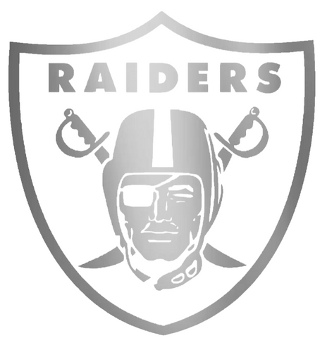 Oakland Raiders SILVER CHROME MIRROR Team Logo Premium DieCut Vinyl Decal PICK SIZE