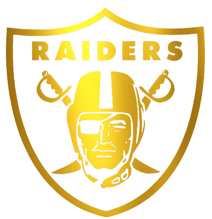 Las Vegas Raiders GOLD CHROME MIRROR Team Logo DieCut Vinyl Decal PICK SIZE
