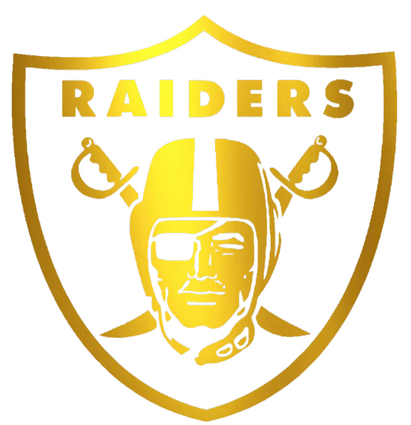 Las Vegas Raiders GOLD CHROME MIRROR Team Logo DieCut Vinyl Decal PICK SIZE