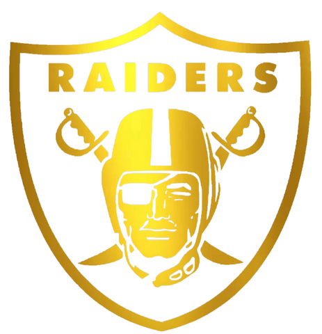 Oakland Raiders GOLD CHROME MIRROR Team Logo Premium DieCut Vinyl Decal PICK SIZE