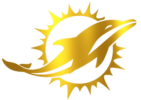 Miami Dolphins GOLD CHROME MIRROR Team Logo Premium DieCut Vinyl Decal PICK SIZE