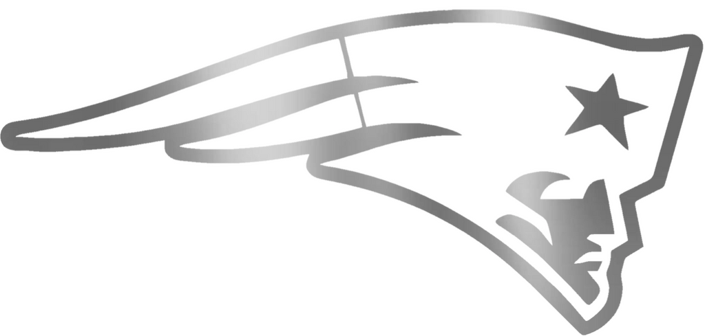 New England Patriots SILVER CHROME MIRROR Alternate Logo Premium DieCut Vinyl Decal PICK SIZE