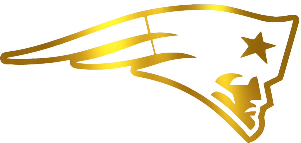 New England Patriots GOLD CHROME MIRROR Alternate Logo Premium DieCut Vinyl Decal PICK SIZE