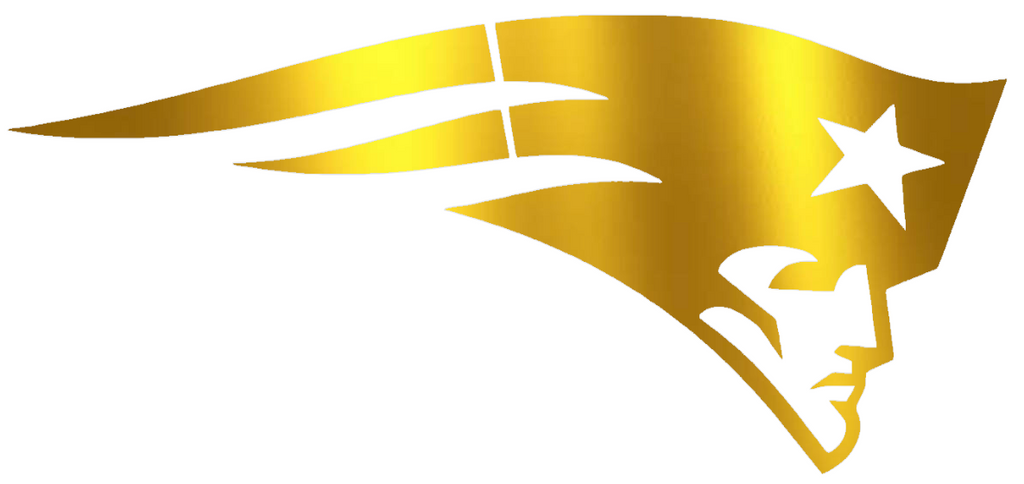 New England Patriots GOLD CHROME MIRROR Team Logo Premium DieCut Vinyl Decal PICK SIZE