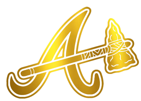 Atlanta Braves GOLD CHROME MIRROR Alternate Team Logo Premium DieCut Vinyl Decal PICK SIZE