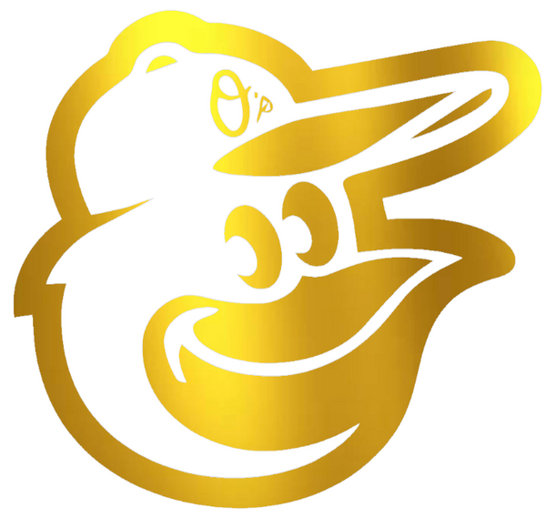 Baltimore Orioles GOLD CHROME MIRROR Alternate Logo Premium DieCut Vinyl Decal PICK SIZE