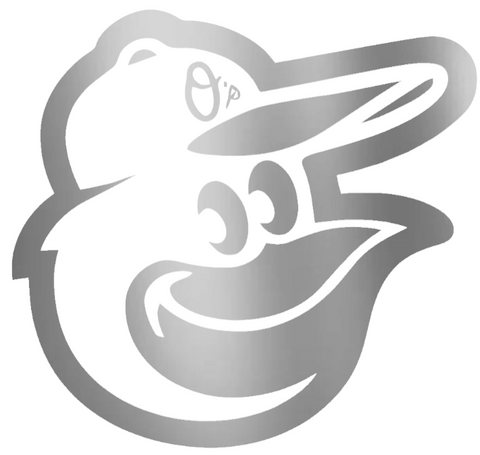 Baltimore Orioles SILVER CHROME MIRROR Alternate Logo Premium DieCut Vinyl Decal PICK SIZE