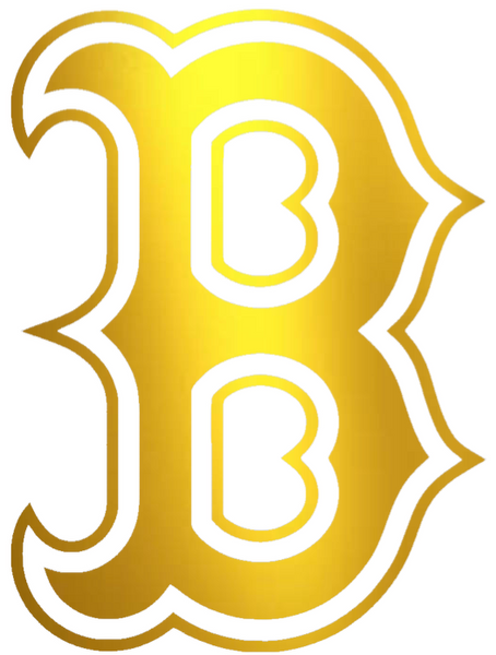 Boston Red Sox GOLD CHROME MIRROR B Logo Premium DieCut Vinyl Decal PICK SIZE