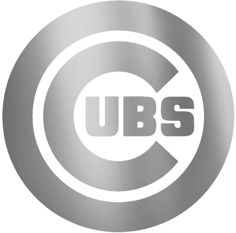 Chicago Cubs SILVER CHROME MIRROR Team Logo Premium DieCut Vinyl Decal PICK SIZE