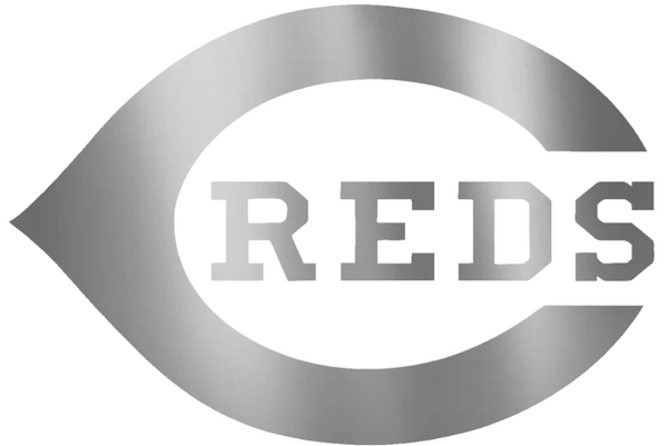 Cincinnati Reds SILVER CHROME MIRROR Team Logo Premium DieCut Vinyl Decal PICK SIZE