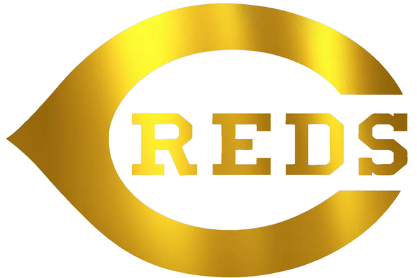 Cincinnati Reds GOLD CHROME MIRROR Team Logo Premium DieCut Vinyl Decal PICK SIZE