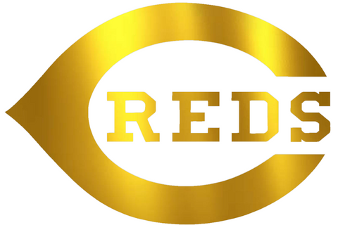 Cincinnati Reds GOLD CHROME MIRROR Team Logo Premium DieCut Vinyl Decal PICK SIZE