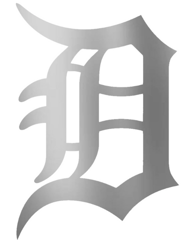 Detroit Tigers SILVER CHROME MIRROR Team Logo Premium DieCut Vinyl Decal PICK SIZE
