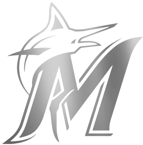 Miami Marlins SILVER CHROME MIRROR Team Logo Premium DieCut Vinyl Decal PICK SIZE