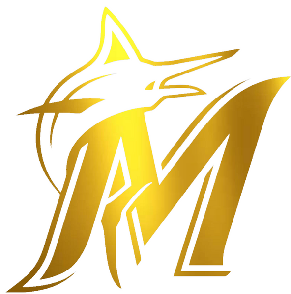 Miami Marlins GOLD CHROME MIRROR Team Logo Premium DieCut Vinyl Decal PICK SIZE