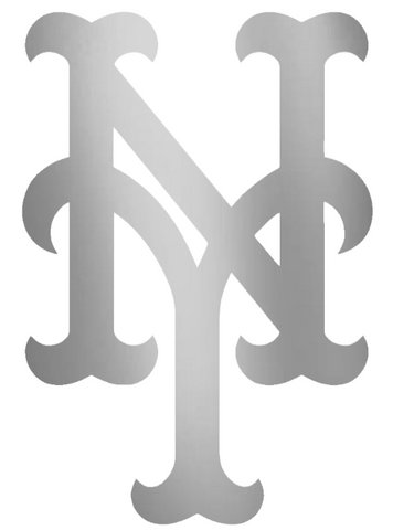 New York Mets SILVER CHROME MIRROR Team Logo Premium DieCut Vinyl Decal PICK SIZE