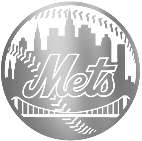 New York Mets SILVER CHROME MIRROR Alternate Logo Premium DieCut Vinyl Decal PICK SIZE