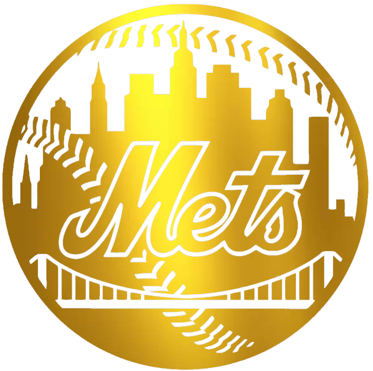 New York Mets GOLD CHROME MIRROR Alternate Logo Premium DieCut Vinyl Decal PICK SIZE