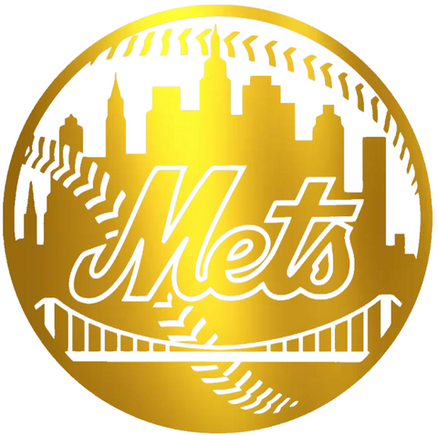 New York Mets GOLD CHROME MIRROR Alternate Logo Premium DieCut Vinyl Decal PICK SIZE