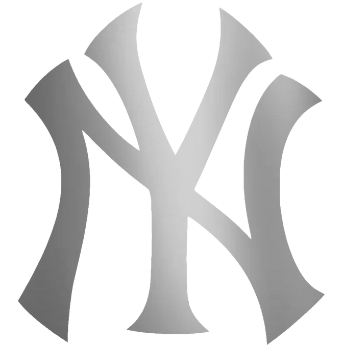 New York Yankees SILVER CHROME MIRROR Team Logo Premium DieCut Vinyl Decal PICK SIZE