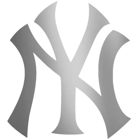 New York Yankees SILVER CHROME MIRROR Team Logo Premium DieCut Vinyl Decal PICK SIZE