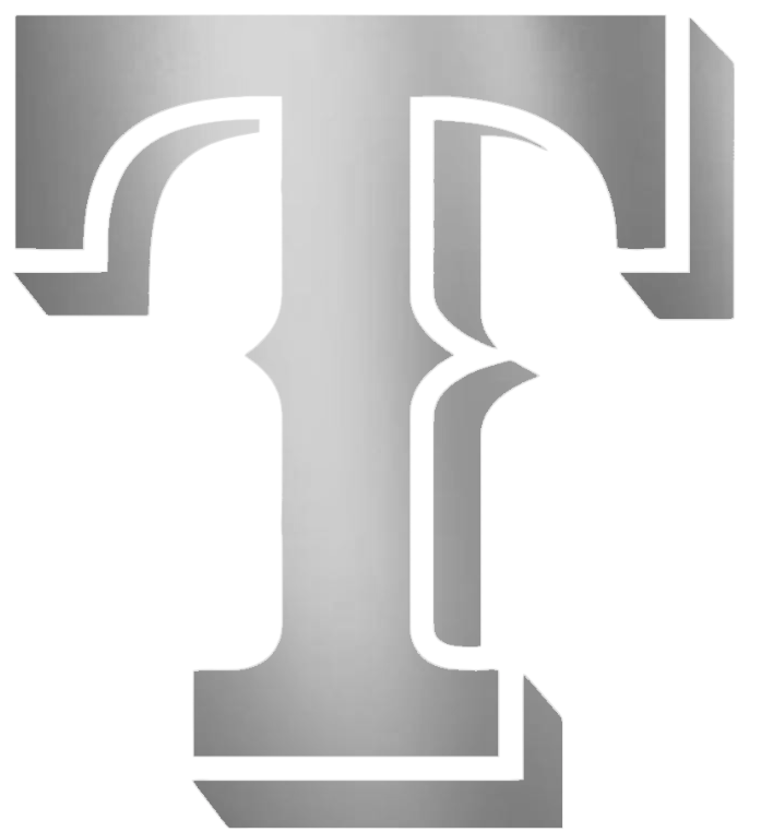 Texas Rangers SILVER CHROME MIRROR Team Logo Premium DieCut Vinyl Decal PICK SIZE