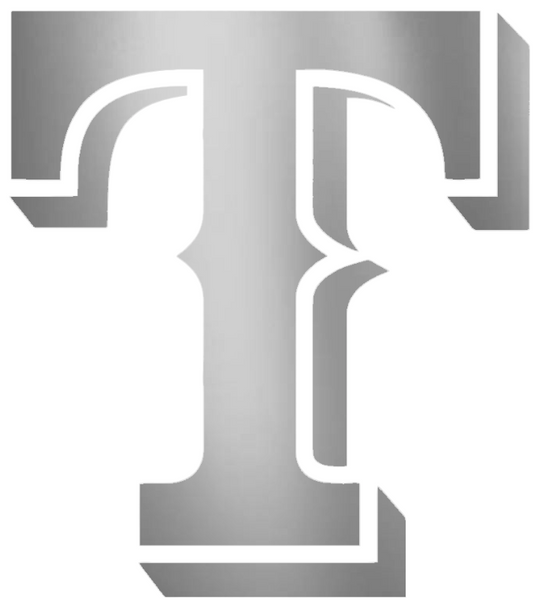 Texas Rangers SILVER CHROME MIRROR Team Logo Premium DieCut Vinyl Decal PICK SIZE