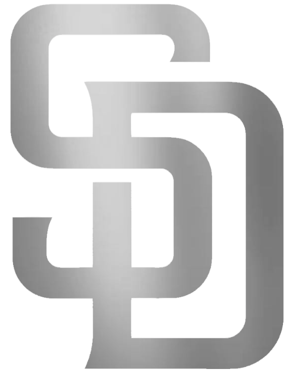 San Diego Padres SILVER CHROME MIRROR Team Logo Premium DieCut Vinyl Decal PICK SIZE