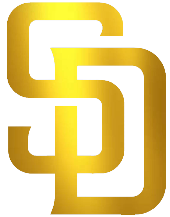 San Diego Padres GOLD CHROME MIRROR Team Logo Premium DieCut Vinyl Decal PICK SIZE