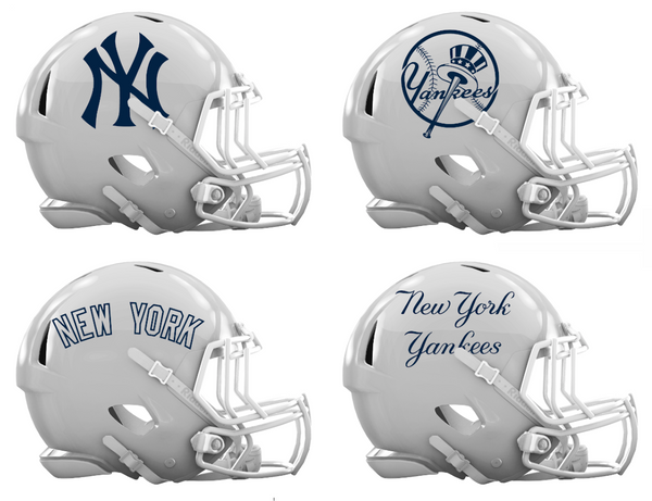 New York Yankees Custom Concept White Mini Riddell Speed Football Helmet - SportsJewelryProShop