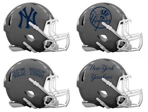 New York Yankees Custom Concept Gray Mini Riddell Speed Football Helmet - SportsJewelryProShop