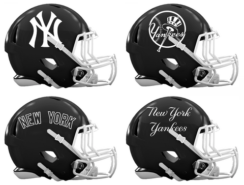 New York Yankees Custom Concept Black Mini Riddell Speed Football Helmet - SportsJewelryProShop