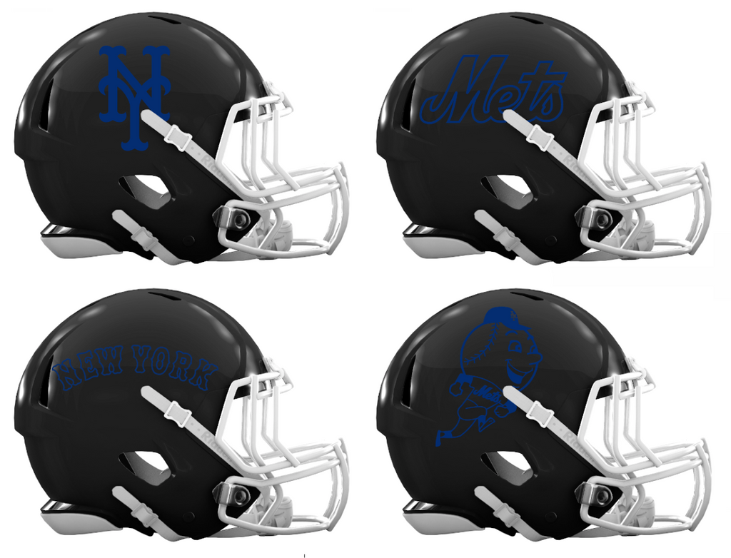 New York Mets Custom Concept Black Mini Riddell Speed Football Helmet - SportsJewelryProShop