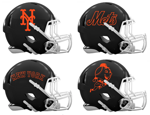 New York Mets Custom Concept Black Mini Riddell Speed Football Helmet