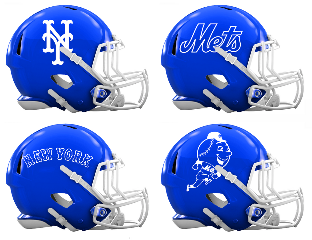 New York Mets Custom Concept Royal Blue Mini Riddell Speed Football Helmet - SportsJewelryProShop