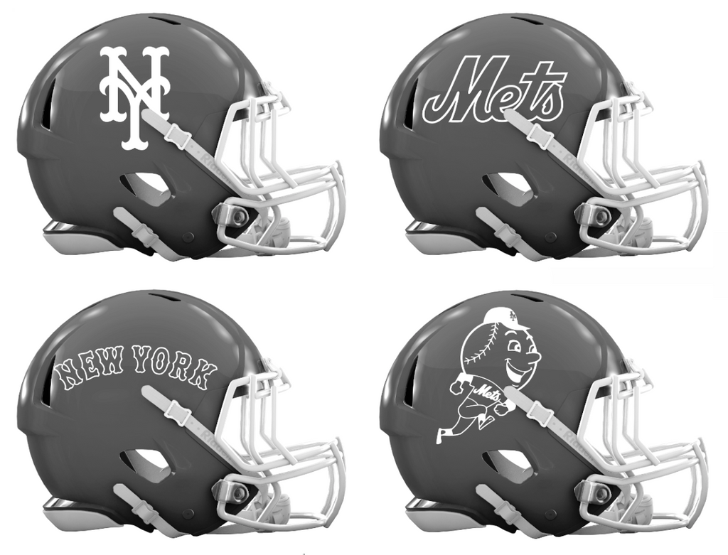 New York Mets Custom Concept Gray Mini Riddell Speed Football Helmet - SportsJewelryProShop