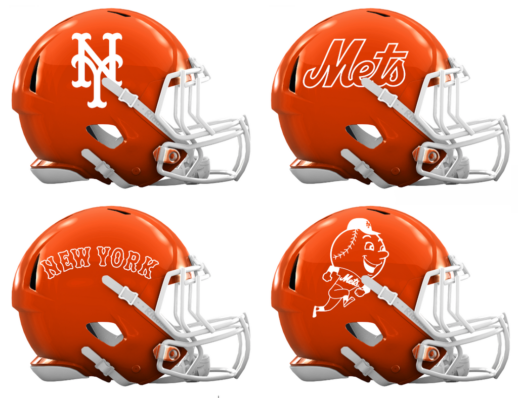 New York Mets Custom Concept Orange Mini Riddell Speed Football Helmet - SportsJewelryProShop