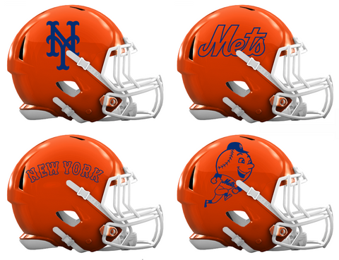 New York Mets Custom Concept Orange Mini Riddell Speed Football Helmet