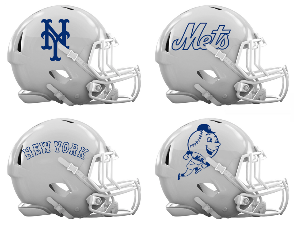 New York Mets Custom Concept White Mini Riddell Speed Football Helmet - SportsJewelryProShop