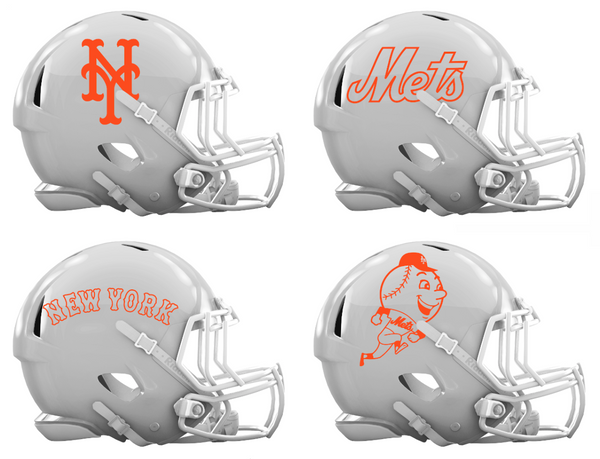 New York Mets Custom Concept White Mini Riddell Speed Football Helmet - SportsJewelryProShop