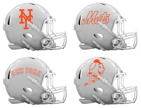 New York Mets Custom Concept White Mini Riddell Speed Football Helmet - SportsJewelryProShop
