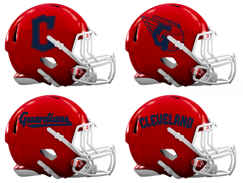 Cleveland Guardians Custom Concept Red Mini Riddell Speed Football Helmet - SportsJewelryProShop