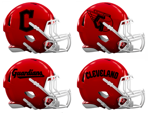 Cleveland Guardians Custom Concept Red Mini Riddell Speed Football Helmet - SportsJewelryProShop