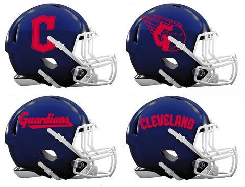 Cleveland Guardians Custom Concept Navy Blue Mini Riddell Speed Football Helmet - SportsJewelryProShop
